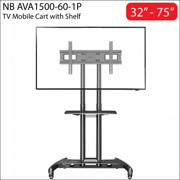 NB North Bayou AVA1500-60-1P 32-75 inch Height Adjustable TV Trolley Cart Stand